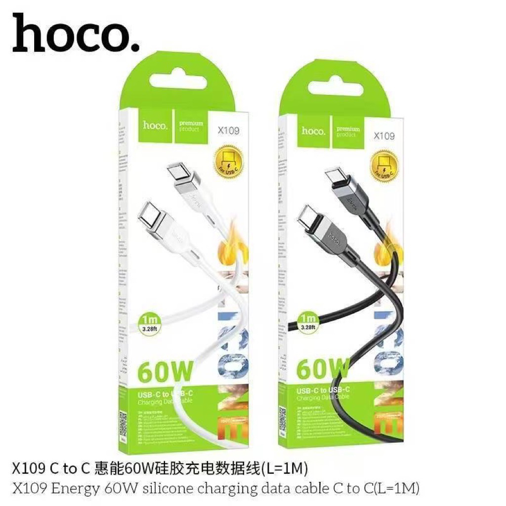 Hoco X109 สายชาร์จเร็ว Charging Data Cable จ่ายไฟสูงสุด 3A สำหรับ iOS/Micro/Type-C/PD/TC to TC สายยาว 1m 2m 3m