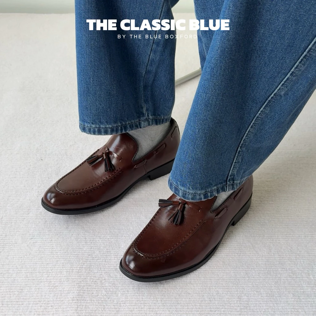 (พร้อมส่ง) The Classic blue - Atcana Tassel Loafer shoes รองเท้าหนังโลฟเฟอร์ - ไซส์ใหญ่สุด 48 ยาว 29 ซม.