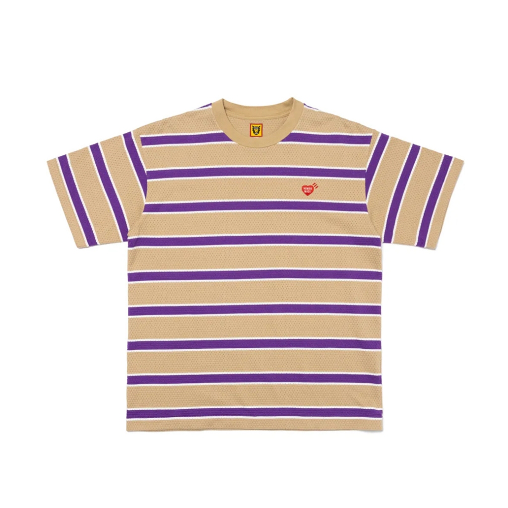 Human Made Striped Mesh T-Shirt (BEIGE)