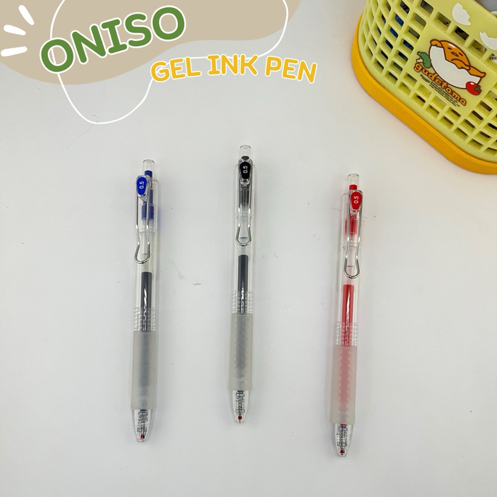 ปากกาเจล Oniso ขนาด 0.5 มม.หมึกน้ำเงิน/แดง/ดำ 19071 เปลี่ยนไส้ได้ ปากกาโอนิโซะ แห้งไว (gel pen)