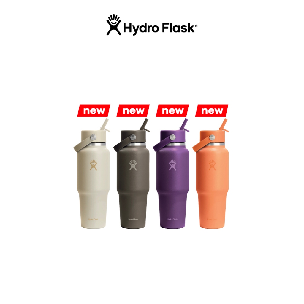 HYDRO FLASK กระติกน้ำ WIDE MOUTH TRAVEL BOTTLE WITH FLEX STRAW CAP 32 OZ กระติกน้ำสูญญากาศ เก็บอุณหภูมิความร้อนความเย็น