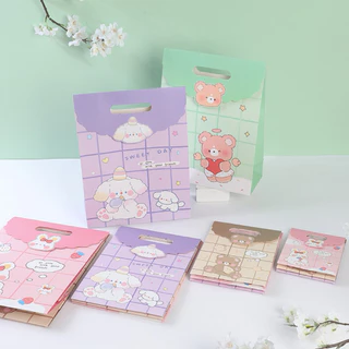 A021 พร้อมส่ง!(ขั้นต่ำ5ใบ คละลายได้)ถุงของขวัญมีตัวแปะปิดปากถุง ใส่ของขวัญ ของชำร่วย ของรับไหว้ ของฝาก น่ารักมากก