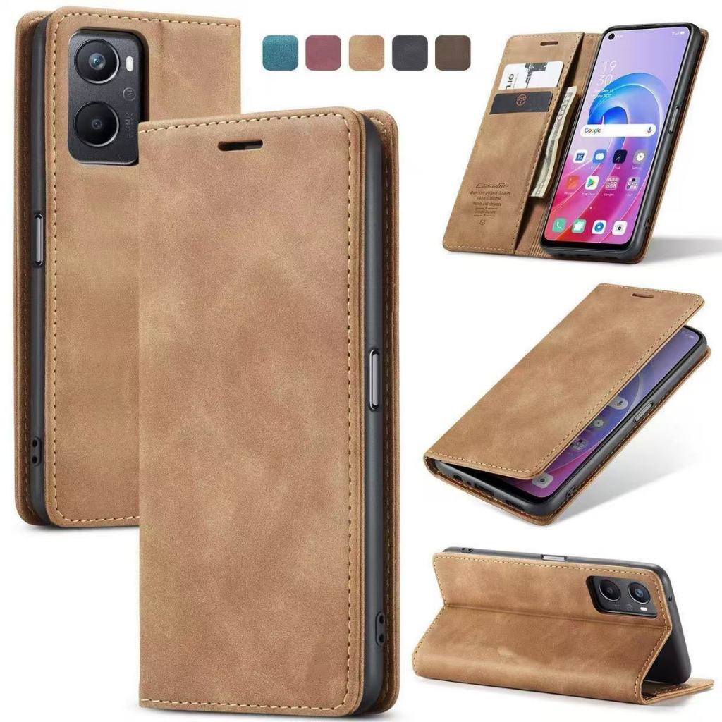 เคสฝาพับหนัง Xunte สำหรับOppo A57 A77S A77 5G A15 A15S A16 A16K A53 A54 A74 A5 A9 2020 A31 A76 A96 F9 A12 A5Sใส่บัตรได้