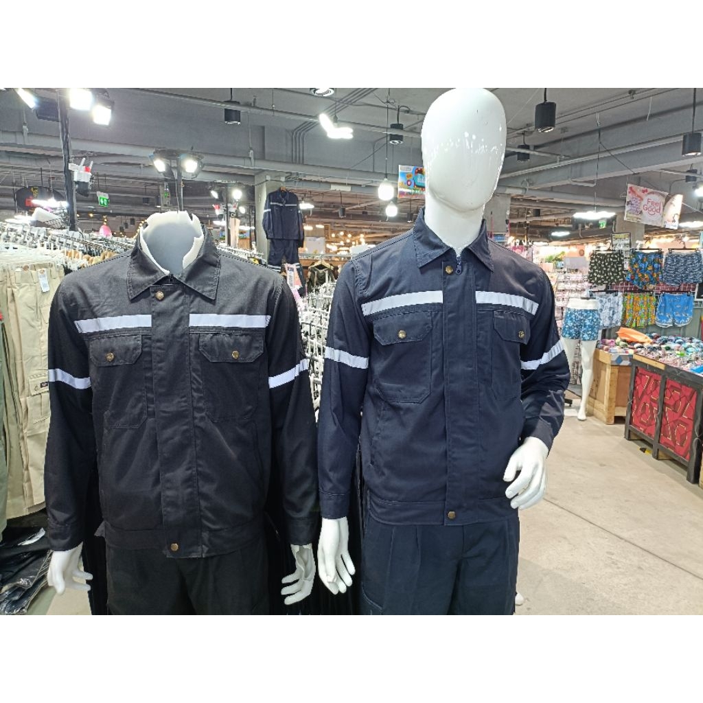 เสื้อช็อป เสื้อช่าง เสื้อป้องกันภัย เสื้อกู้ภัย เสื้อเซฟตี้  ติดแถบสะท้อนแสง ทนสะเก็ดไฟ