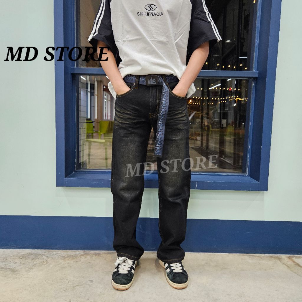 กางเกง​ยีนส์​กระบอกใหญ่​Hirock​(แถมเข็มขัด)