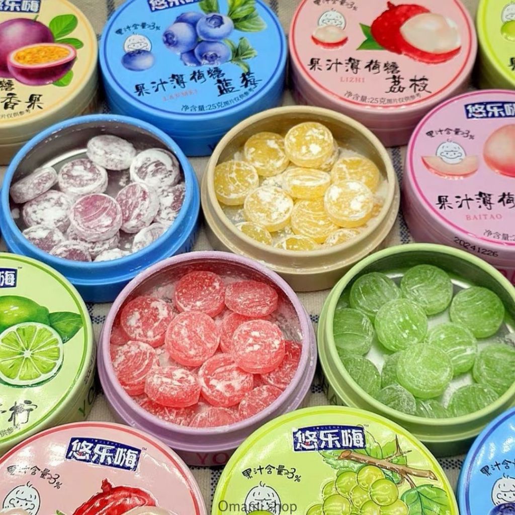 ลูกอมมิ้นผลไม้ 9 รส ในตลับน่ารัก Mint Candy (1 ตลับ 25 กรัม) ลูกอมมิ้นต์ รสผลไม้ ทำจากน้ำผลไม้แท้ 3% พร้อมส่ง - รูปที่ 2