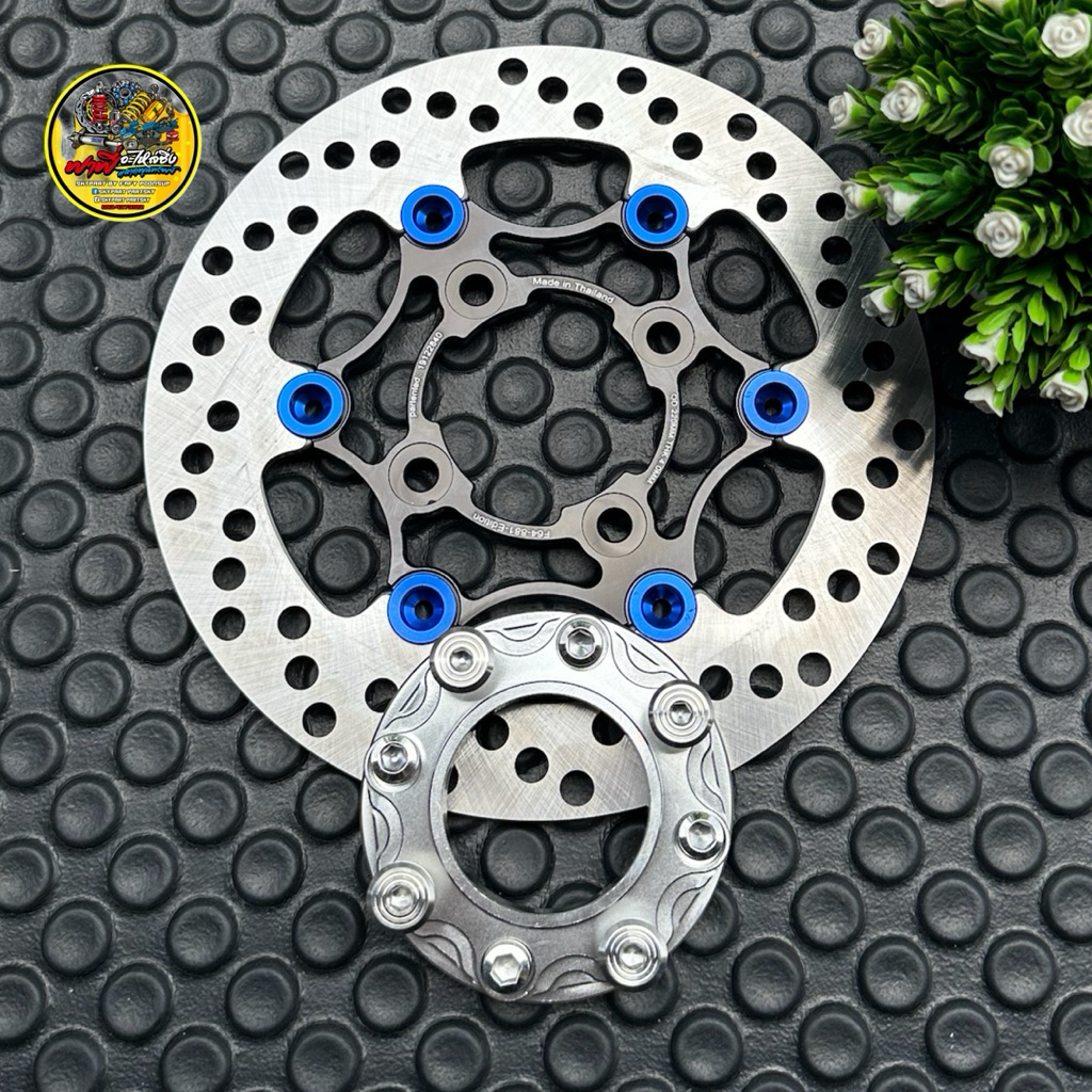 จานเบรคแต่ง 220MM.พร้อมสเปเซอร์ชุดน็อตเลส 4ออก4/5ออก4W125/SONIC (W110i/ปลาวาฬ/NOUVO/MSX/FINO/PCX2015ไม่ต้องใส่สเปเซอร์