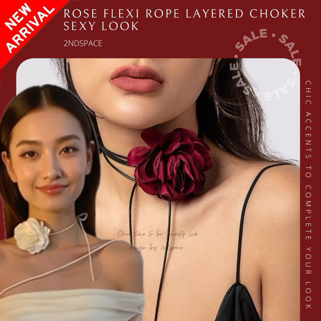 SALE โช้กเกอร์ดอกไม้แบบผูกเองได้ตามใจสไตล์Sexy Flexi Rose Basic Choker พร้อมส่งนะค้า