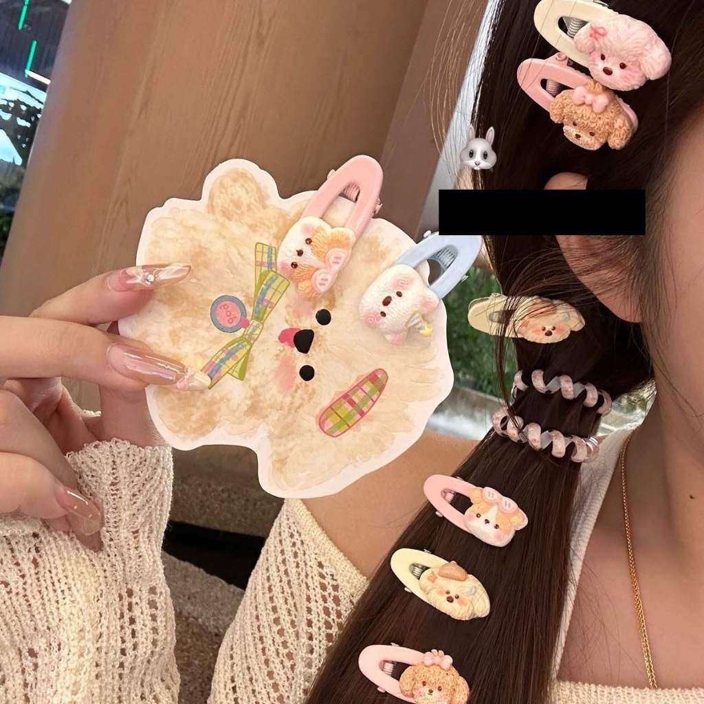 พร้อมส่ง🇹🇭 B093 ราคา/ชิ้น กิ๊บติดผมรูปสุนัขสีชมพูน่ารัก กิ๊บติดผมรูปปากเป็ด กิ๊บอเนกประสงค์ เครื่องประดับผมเด็ก