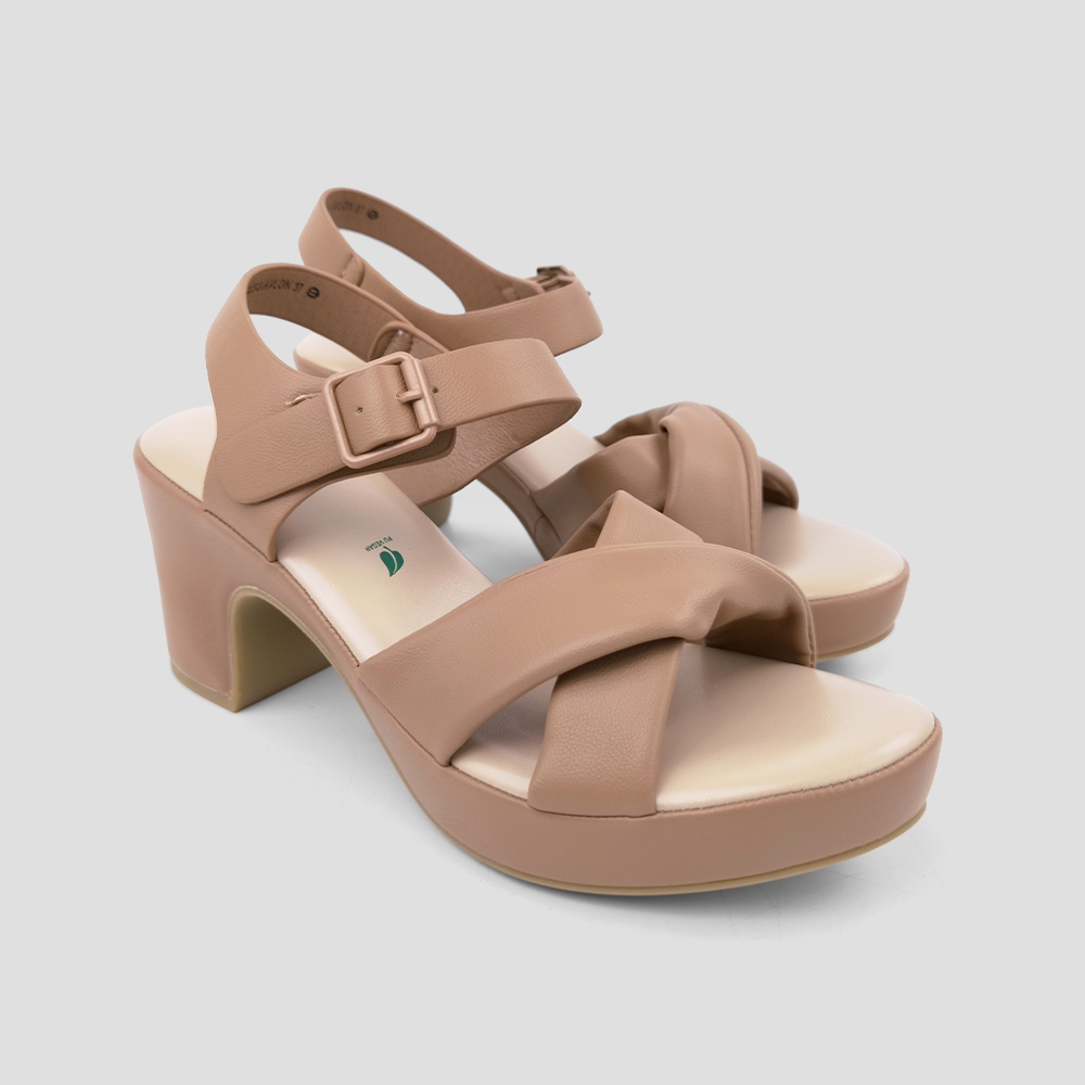 TREND รองเท้าหนัง PU/รองเท้าส้นสูง ส้น 7.5 CM. รุ่น AVLON สี OVALTINE | รองเท้าส้นสูง ผู้หญิง