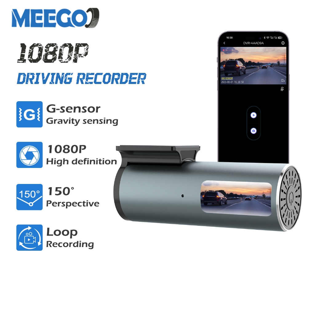 MeeGoo กล้องติดรถยนต์ WIFI Dash Cam G-sensor กลางคืนเห็นชัด 1080P กล้องหน้า 180MAH