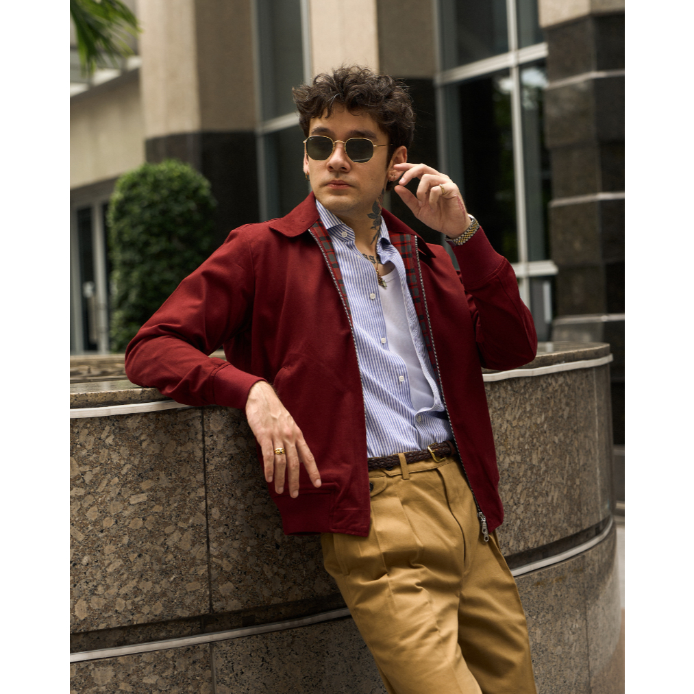 The Rimm - Harrington Jacket in Maroon - เสื้อแจ็คเก็ตฮาริงตั้น สีแดง ฮาริงตั้นแจ็คเก็ต เสื้อแจ็คเก็ตผู้ชาย