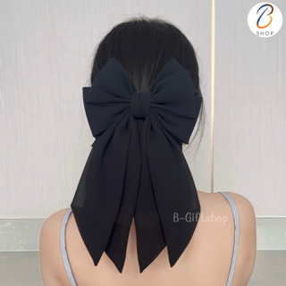 เน็ตติดผมหางยาว ผ้าชีฟองพรีเมี่ยม ขนาดใหญ่ สีดำ