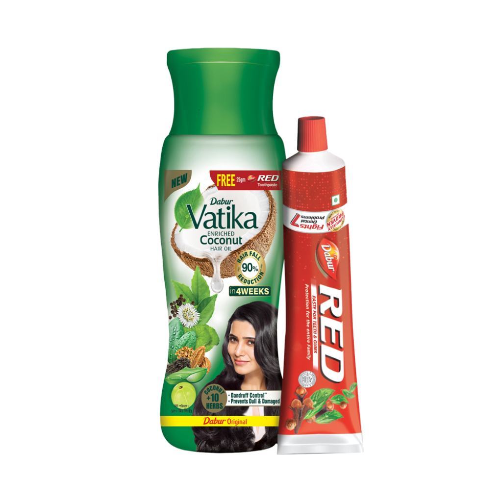 Dabur Vatika Enriched Coconut Hair Oil 150ml (dabur red tooth  paste 36 free )
