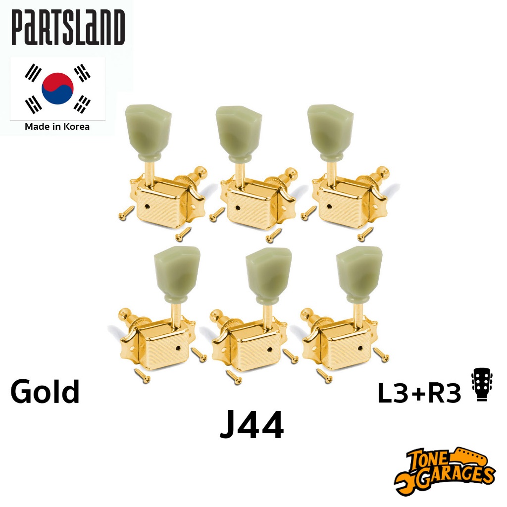 Partsland Machine Heads ลูกบิดกีต้าร์ Vintage 3+3 สี Gold ใบมุก เกาหลี(J44-GD)