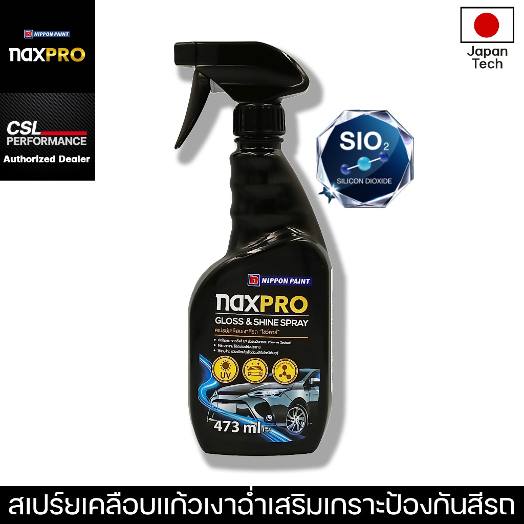 NAXPRO Gloss & Shine Spray 473ml สเปรย์เคลือบเเก้วทำให้สีรถฉ่ำด้วยสารเซรามิค SIO2