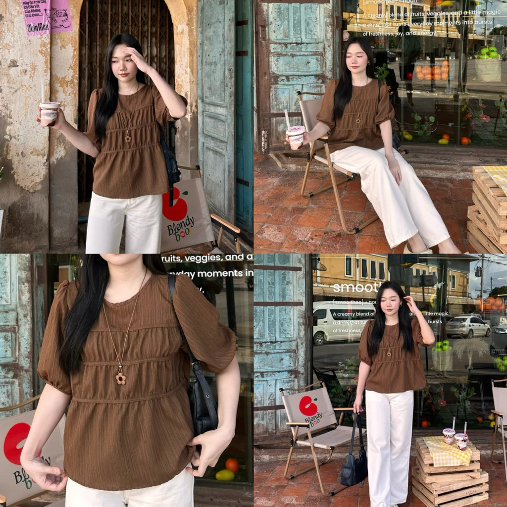 เสื้อแขนตุ๊กตาแต่งเลเยอร์ดานหน้า มี 2 ไซส์ ทรงหลวม YY7 thumbnail 8