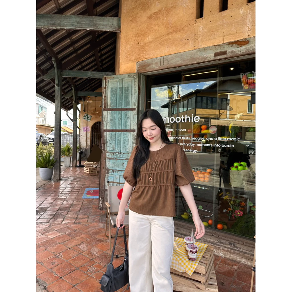 เสื้อแขนตุ๊กตาแต่งเลเยอร์ดานหน้า มี 2 ไซส์ ทรงหลวม YY7 thumbnail 7