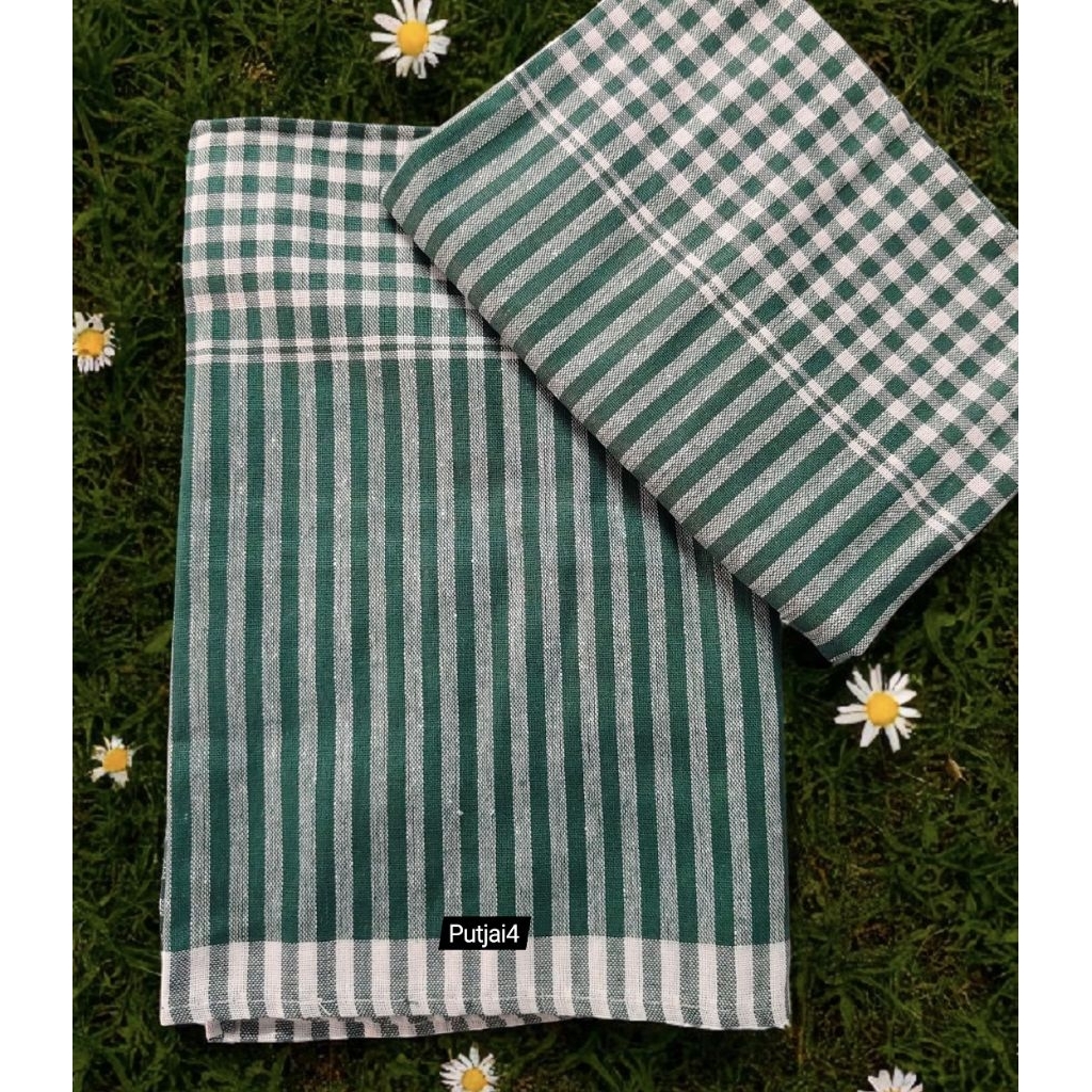 ผ้าขาวม้าผ้าฝ้าย 100% ตรารถไฟ  เย็บชายทุกผืน ผ้าดี ผ้านุ่ม สีไม่ตก ผ้าไม่หด ขนาดมาตราฐาน 80×190 cm - รูปที่ 5