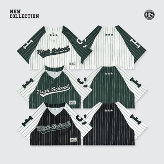 Highschool Sports Collection 2025 crop stipe baseball เสื้อเบสบอลครอป ลายทาง - OTG24567
