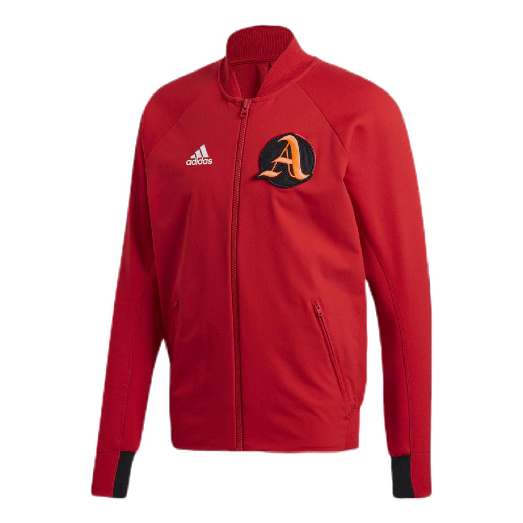 ส่งต่อ ADIDAS | เสื้อแจ็กเก็ต Jacket Oversized อักษร A สีแดงดำ กันหนาว เสื้อผ้ากีฬา ขนาดโอเวอร์ไซส์ 
