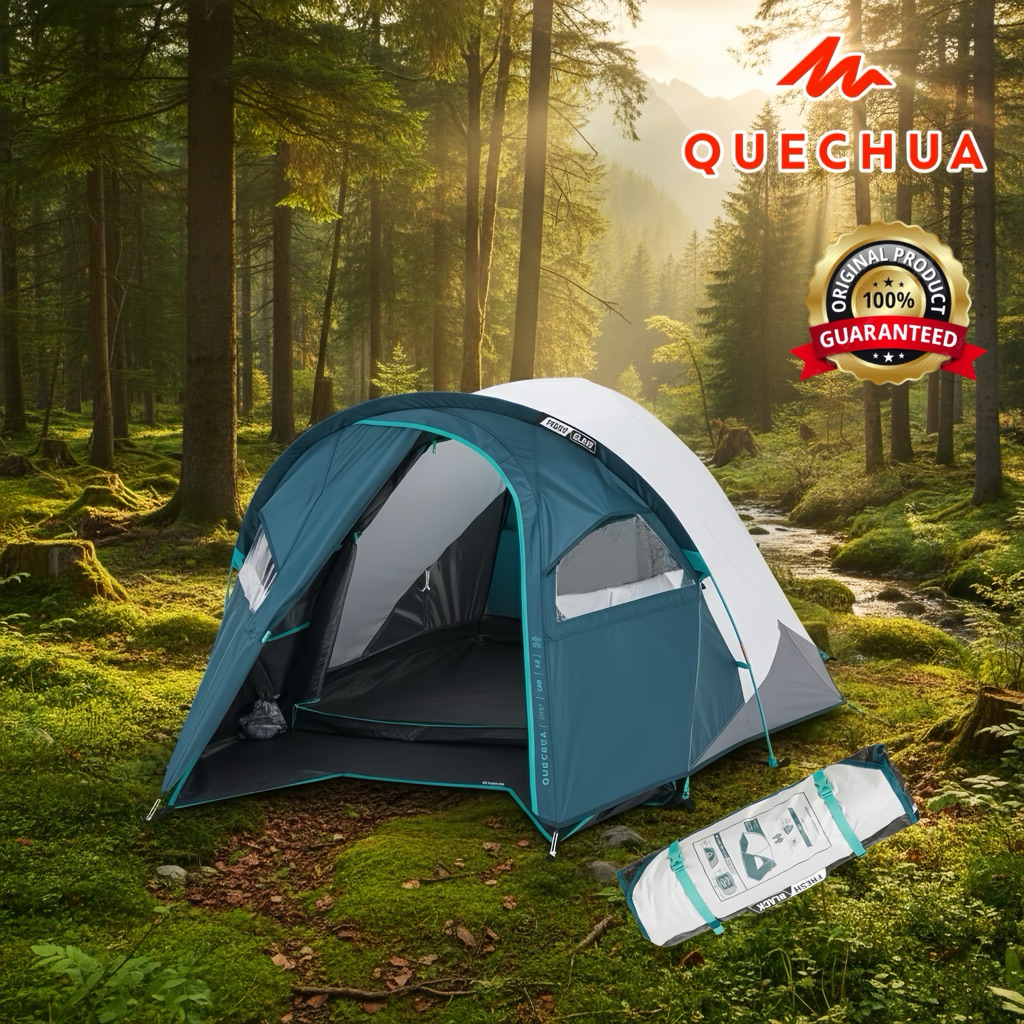 เต็นท์ตั้งแคมป์สำหรับ 2 คน รุ่น MH100 XL Fresh&Black (สีขาว/เขียวเทอร์ควอยซ์) QUECHUA