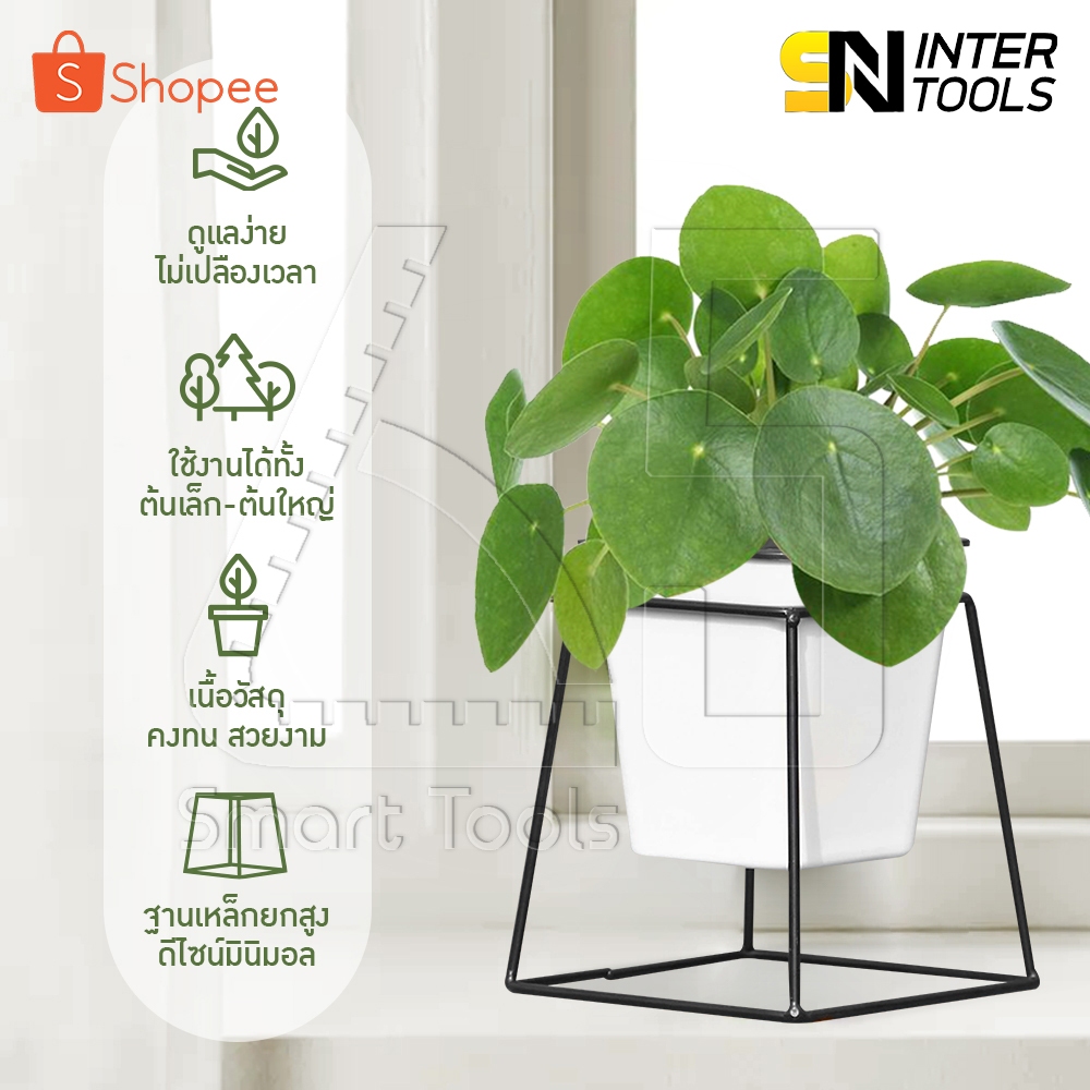 [ลดพิเศษ] InnHome กระถางต้นไม้รดน้ำอัตโนมัติ กระถางต้นไม้ พร้อมขาตั้ง กระถางตั้งโต๊ะ กระถางต้นไม้พลาสติก (ทรงเหลี่ยม)