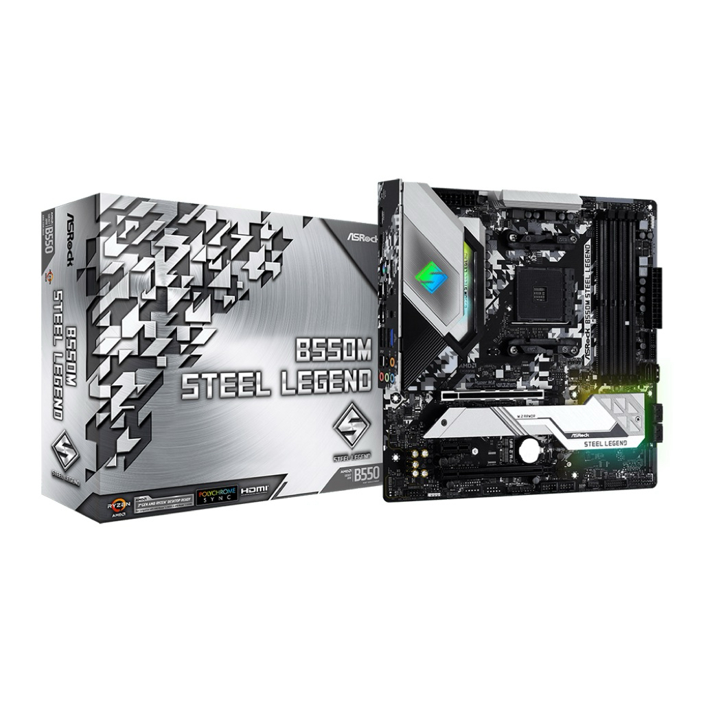MAINBOARD ASROCK B550M STEEL LEGEND (DDR4) (SOCKET AM4) (MICRO-ATX)