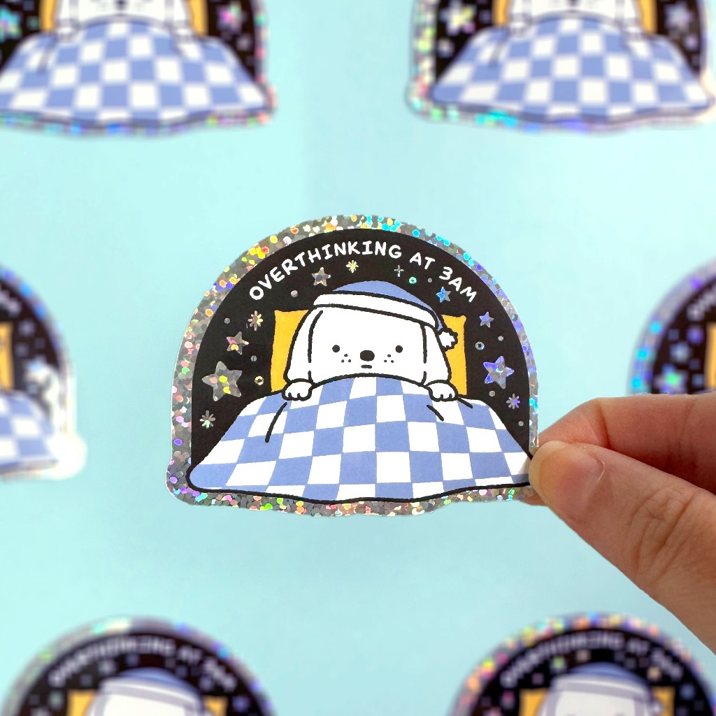 Overthinker Dog Glitter Sticker สติกเกอร์กลิตเตอร์ ลายน้องหมา | Jormation
