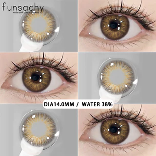 （0.00-6.00）คอนแทคเลนส์สายตาสั้นหนึ่งคู่ hawaii สีน้ำตาล/สีเทา/สีน้ำเงิน 14.5 มม.การขยายรูม่านตา