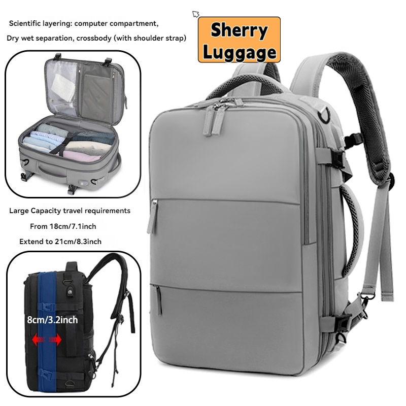 40L กระเป๋าเป้เดินทาง กระเป๋าเป้กันน้ำ ขยายขนาดได้ กระเป๋าใส่แล็ปท็อปขนาด 16 นิ้ว