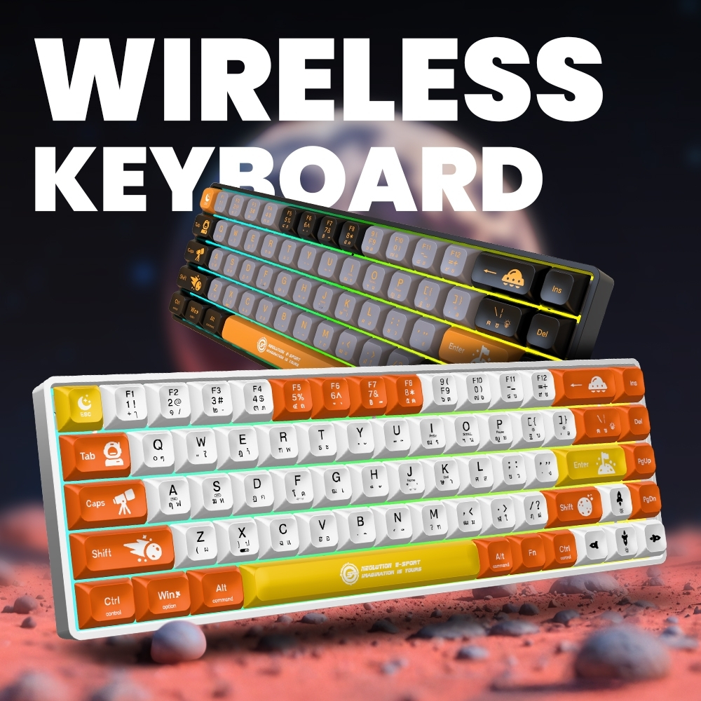 คีย์บอร์ดไร้สาย Neolution Galactus 65% 68Keys Blue switch LED mechanical keyboard เกมมิ่งคีย์บอร์ด คีย์บอร์ดบลูทูธ