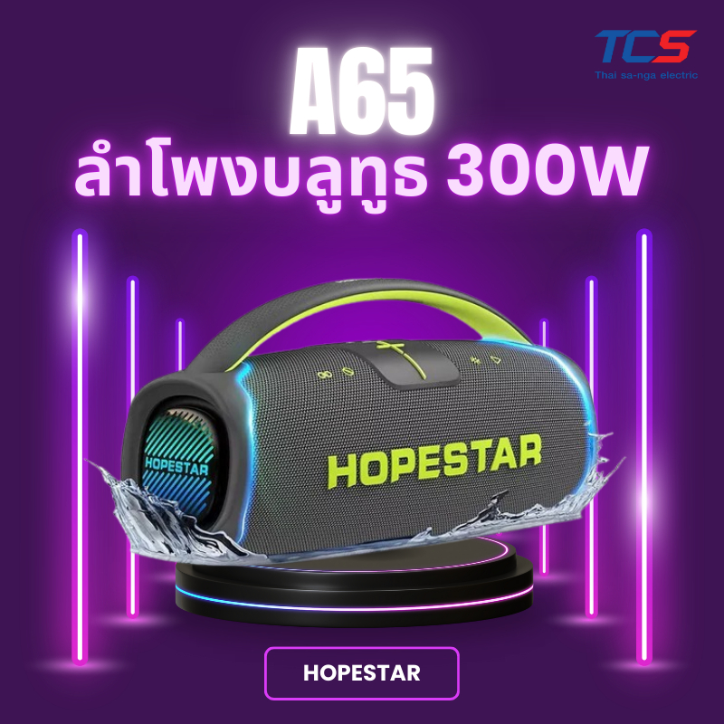 [ของแท้] HOPESTAR รุ่น A65 ลำโพง Bluetooth 300 วัตต์ กันน้ำ IPX7 ปรับเสียงเบส 3 โหมด แถมไมโครโฟนไร้ส