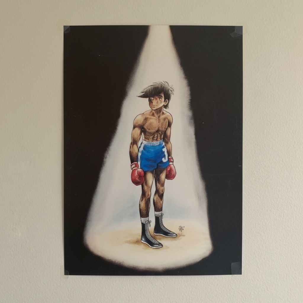ภาพปริ้น กรอบลอยไม้ โจสิงห์สังเวียน Ashita No JoeTomorrow's Joe Japan ของแท้ญี่ปุ่น