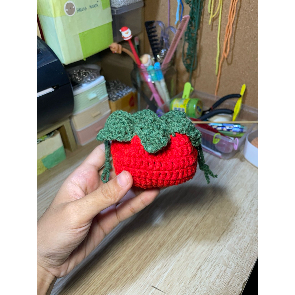 ‼️พร้อมส่ง‼️Mini Tomato pouch crochet🍅 กระเป๋ามะเขือเทศจิ๋ว ใส่ยาดมหงส์ไทยได้