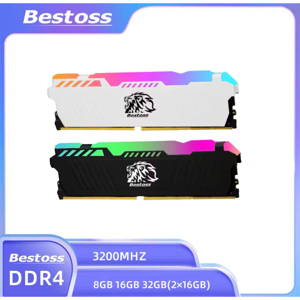 Bestoss Memoria RAM RGB DDR4 8GB 16GB 32GB (2x16GB) 3200Hz