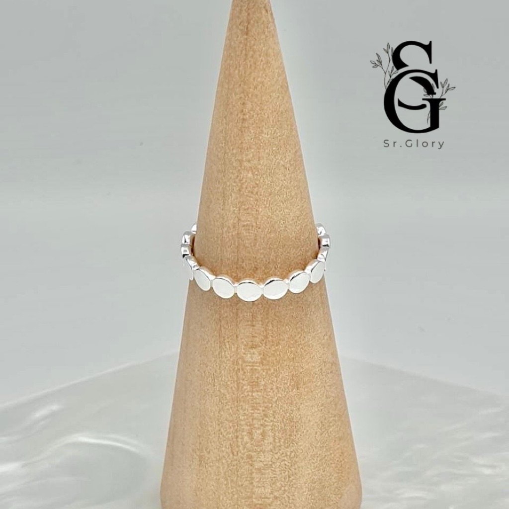 Sr.Glory แหวนเงินแท้ 92.5% แหวนวงกลมรอบวง แหวนสไตล์มินิมอล