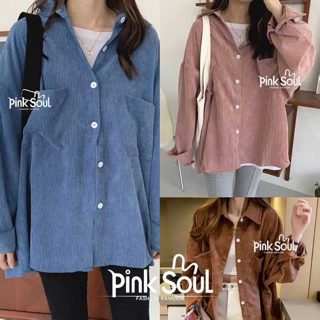 พร้อมส่ง เสื้อแจ็คเก็ต/เสื้อกันหนาวผ้าลูกฟูก คอปก แขนยาว ลุคเกาหลีผู้หญิง