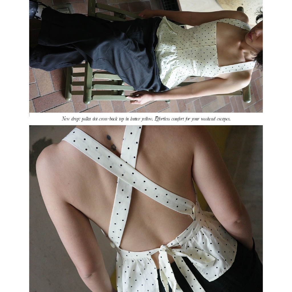 EVIE - Polka dot cross-back Top เสื้อไขว้หลังลายจุด