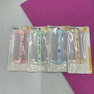 (ยกโหล 12 แพ็ค ) No.1516 หวีเสนียด หัวถี่หวีสางเหา แบบหนา คละสี ได้ 12 ชิ้น