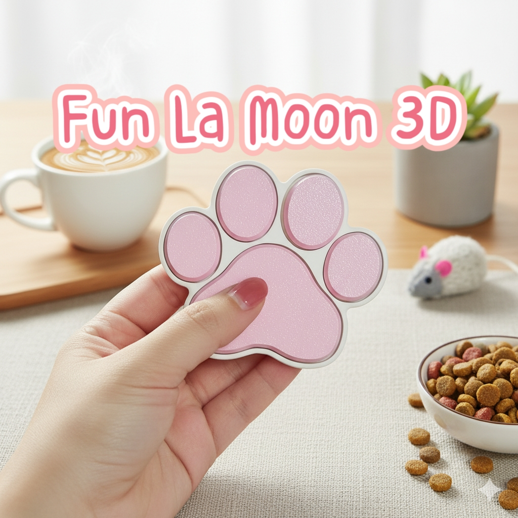 Fun La Moon พวงกุญแจอุ้งเท้าสัตว์ 3D Printing Clicker
