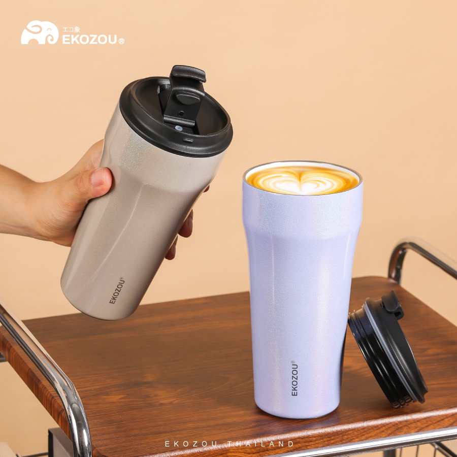 EKO Ceramic Cup ขนาด 480ml/16oz แก้วสแตนเลส 304 มาพร้อมหลอดเด้ง เคลือบเซรามิค เก็บได้ทั้งร้อน-เย็น ราคา ถูกที่สุด ดีลบีเคเค แกลเลอรีภาพที่ 6