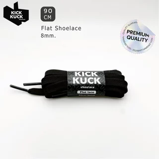 ( หนา2ชั้น พรีเมี่ยม 90cm.(ใหม่ 8เฉดสี) ) KICKKUCK(คิกคัก) เชือกรองเท้า (ทรงแบน) 90ซม กว้าง 8มิล รองเท้ากีฬาและลำลอง