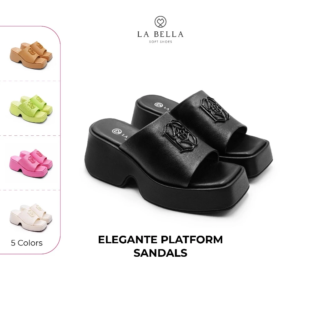 LA BELLA รองเท้าแตะส้นสูงหนังแกะ รุ่น ELEGANTE PLATFORM SANDALS 5 สี