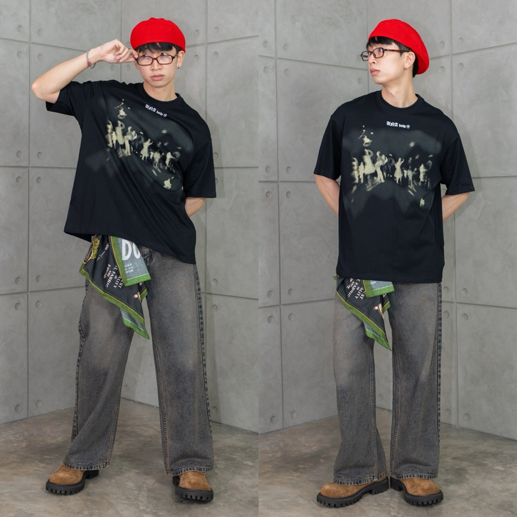 SHADOW T-shirt เสื้อยืดแขนสั้นทรงโอเวอร์ไซส์