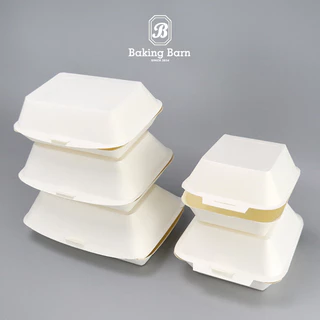 Baking Barn (50 ใบ/แพ็ค) กล่องอาหารกระดาษสีขาว กล่องกระดาษใส่อาหารใส่เค้ก