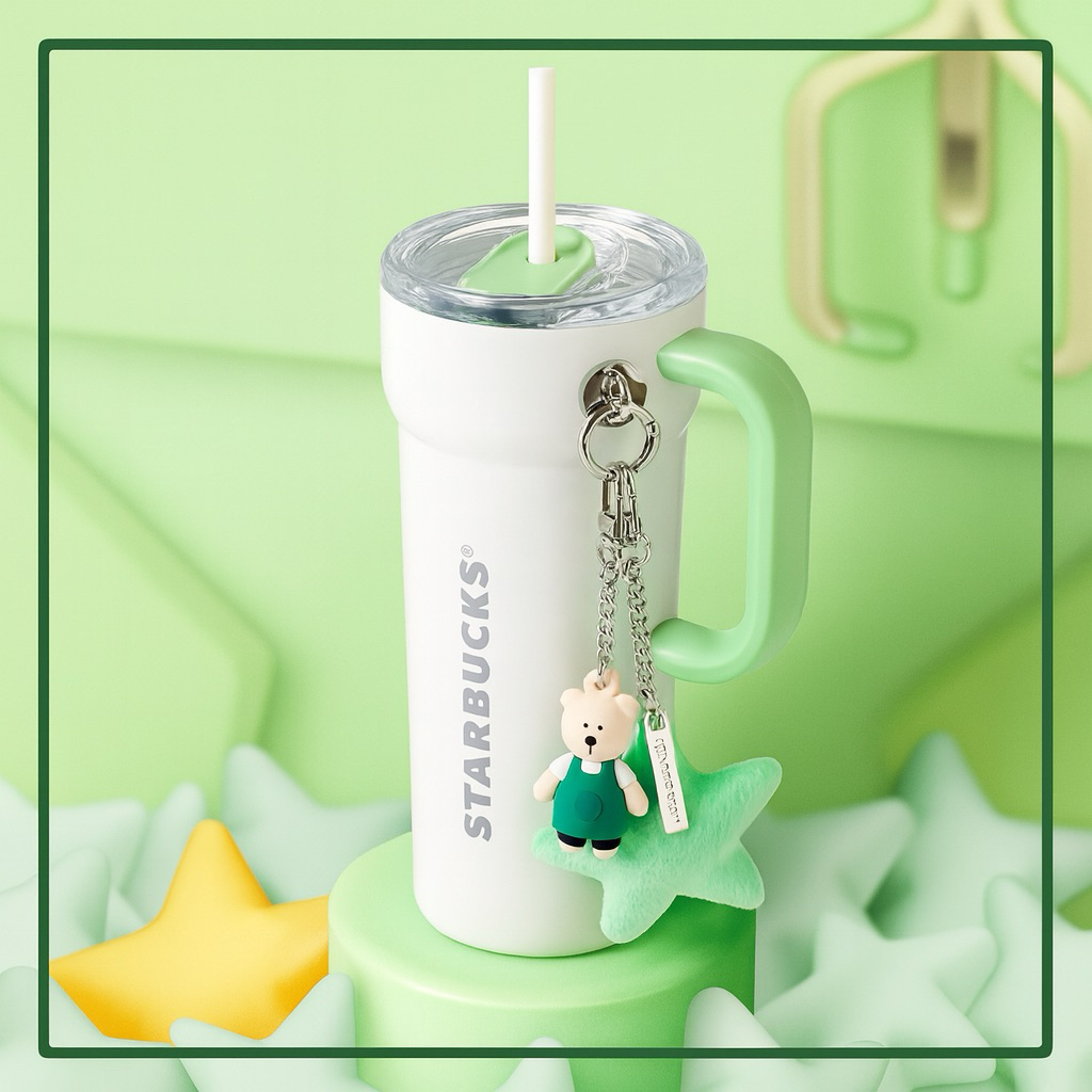 💯%Starbucks® Rewards Ivory & Green Cold Cup แก้วสตาร์บักส์ 2025 ⭐💚🐻