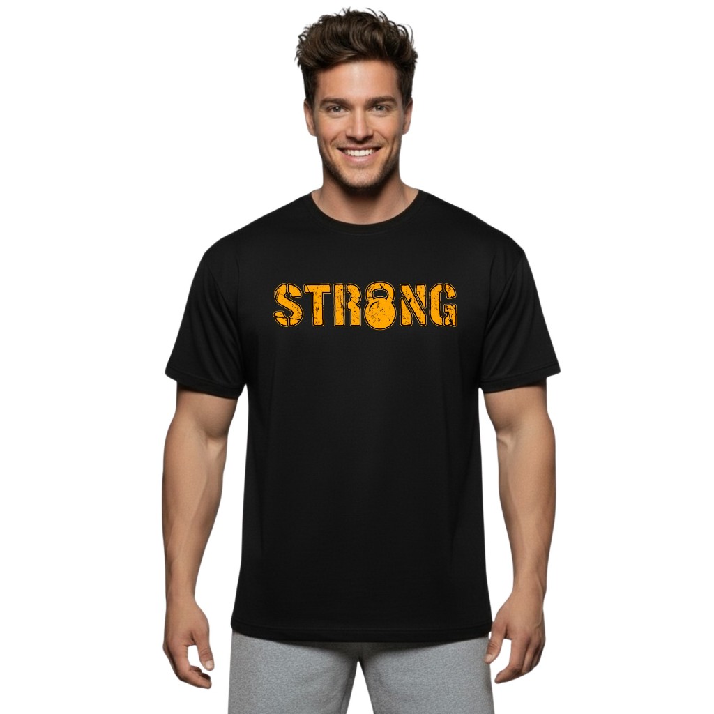 STRONG เสื้อยืดแขนสั้นผู้ชาย Men’s Gym Workout Bodybuilding Muscle T-Shirt