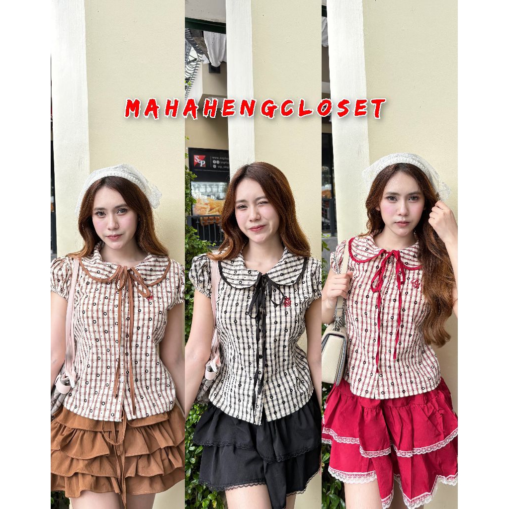 💰MahahengCloset💰เสื้อคอบัวดีไซน์น่ารัก แขนตุ๊กตาพองเบา แมทช์ง่ายทุกลุค💕