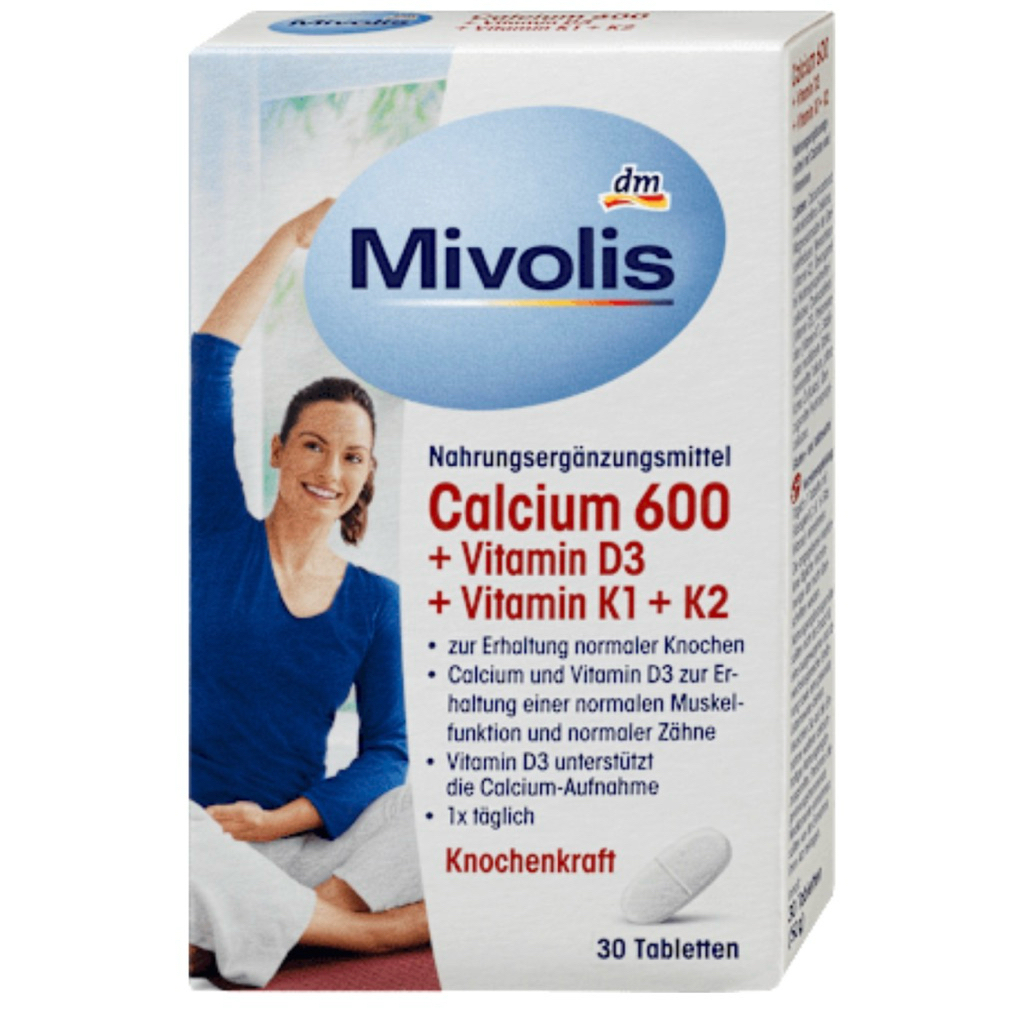 Mivolis Calcium 600 + Vitamin D3 + K1 + K2 บรรจุ 30 เม็ด ขนาด 50 กรัม
